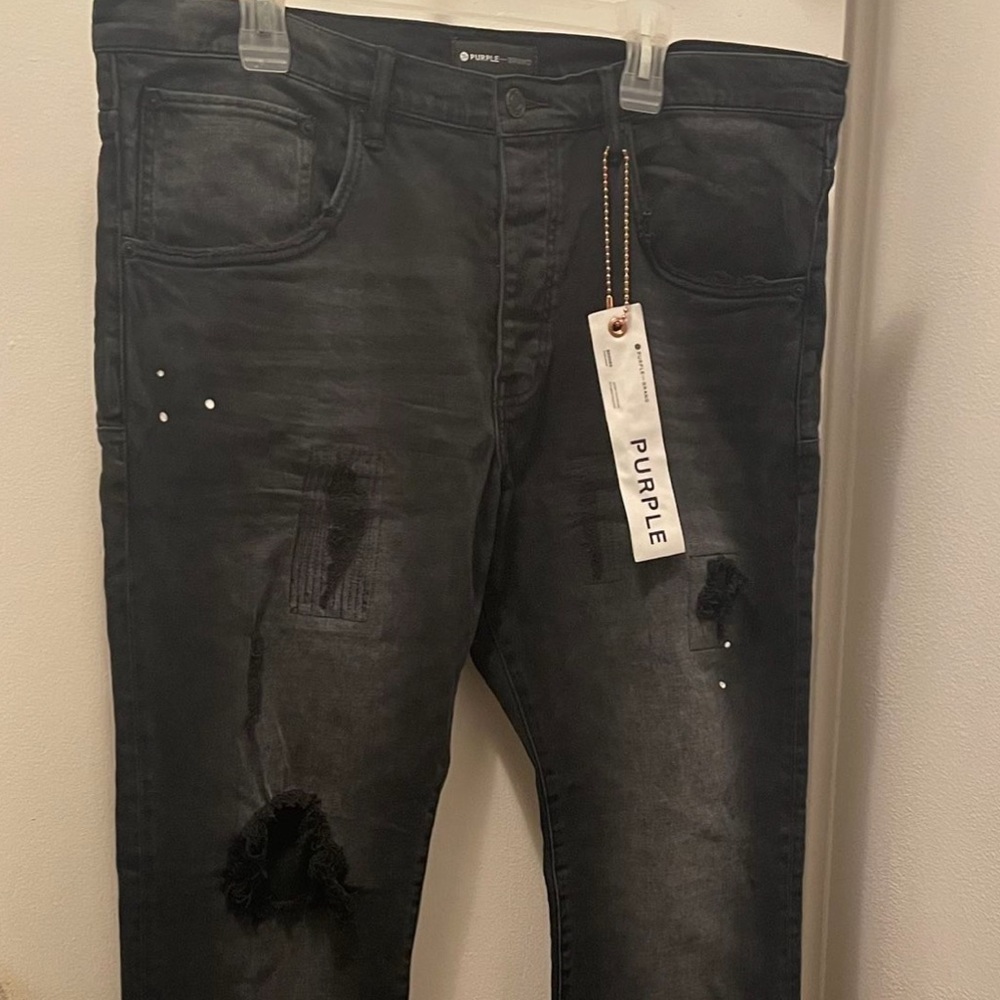 Purple Brand Men's Distressed Charcoal Skinny Jeans